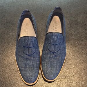 Sperry Blue Denim Slip-On Loafers with Rubber Sole
